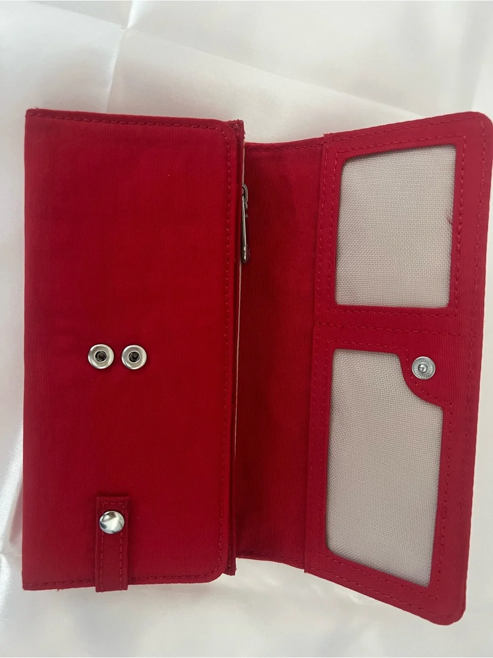Kipling Red Nylon Large Trifold Organizer Wallet